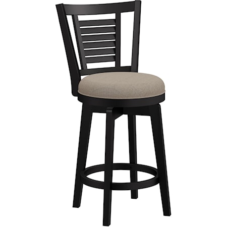 Transitional Swivel Counter Stool with Shutter-Style Back