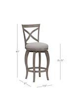 Hillsdale Ellendale Wood Counter Height Swivel Stool with Curved X Back Design