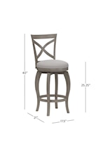 Hillsdale Ellendale Wood Bar Height Swivel Stool with Curved X Back Design