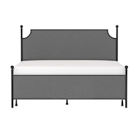 King Size Metal and Upholstered Bed with Posts