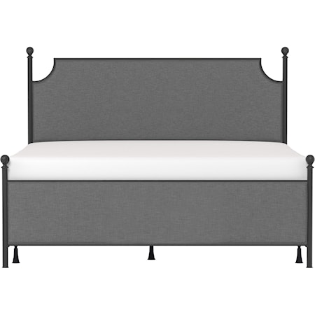 King Size Metal and Upholstered Bed with Posts