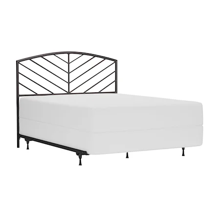 Metal Queen Size Headboard with Chevron Spindle Design and Frame