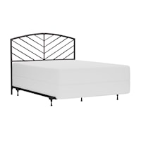 Metal Queen Size Headboard with Chevron Spindle Design and Frame