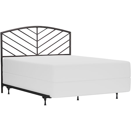 Metal Queen Size Headboard with Chevron Spindle Design and Frame