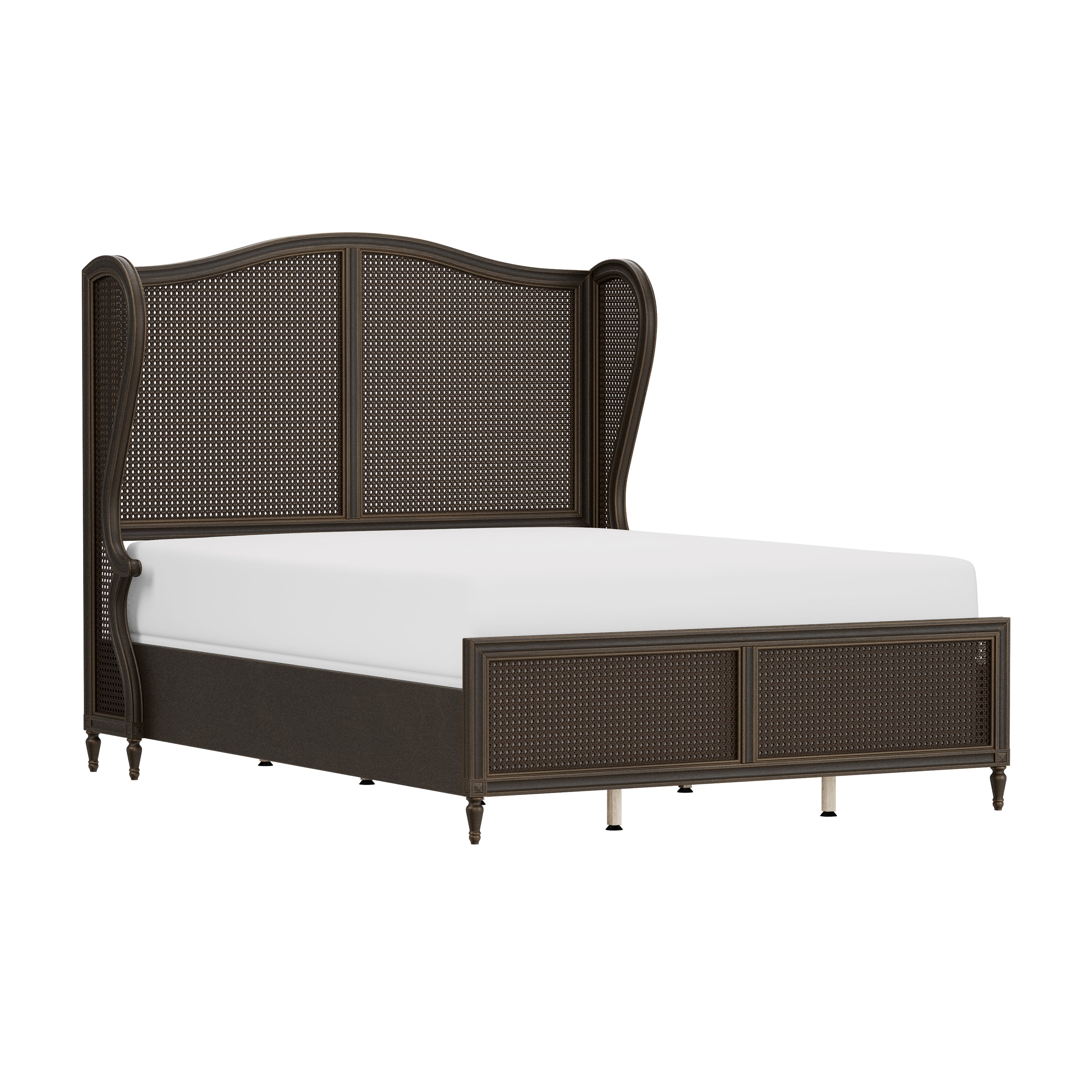 Transitional Wing Back Queen Bed