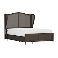 Transitional Wing Back Queen Bed