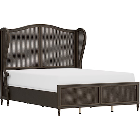 Transitional Wing Back Queen Bed