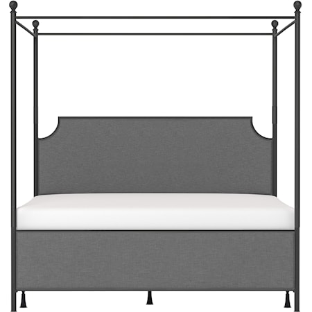 King Metal and Upholstered Canopy Bed
