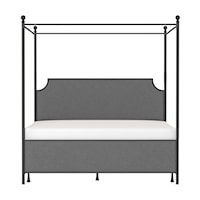 King Metal and Upholstered Canopy Bed