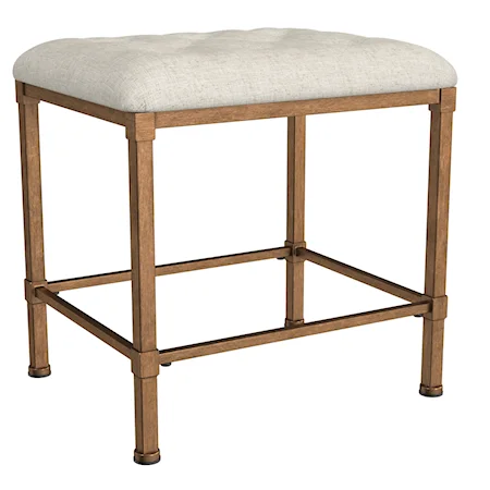 Transitional Vanity Stool with Upholstered Seat