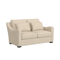 Transitional Upholstered Loveseat with Matching Throw Pillows