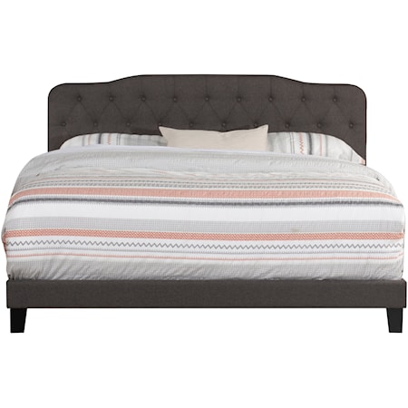 Contemporary Low Profile Queen Size Upholstered Bed