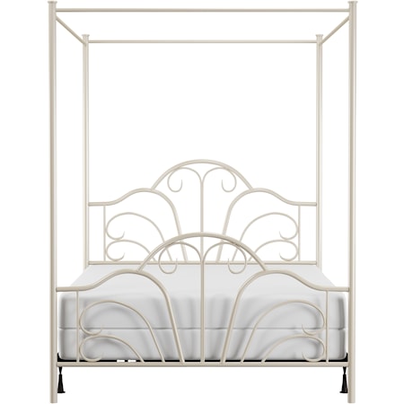 Dover Full Size Metal Canopy Bed with Scrollwork Design