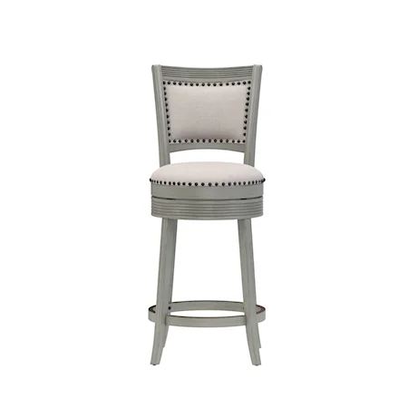Lockefield Wood Counter Height Swivel Stool with Nail Head Detailing