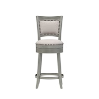 Lockefield Wood Counter Height Swivel Stool with Nail Head Detailing