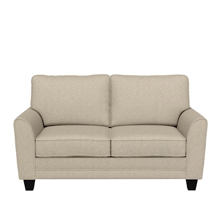 Transitional Upholstered Loveseat with Tapered Wood Legs