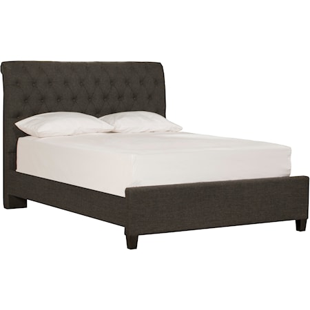 Transitional Queen Upholstered Bed with Tufting