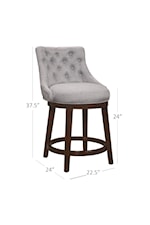 Hillsdale Halbrooke Wood Bar Height Swivel Stool with Arms and Tufted Back