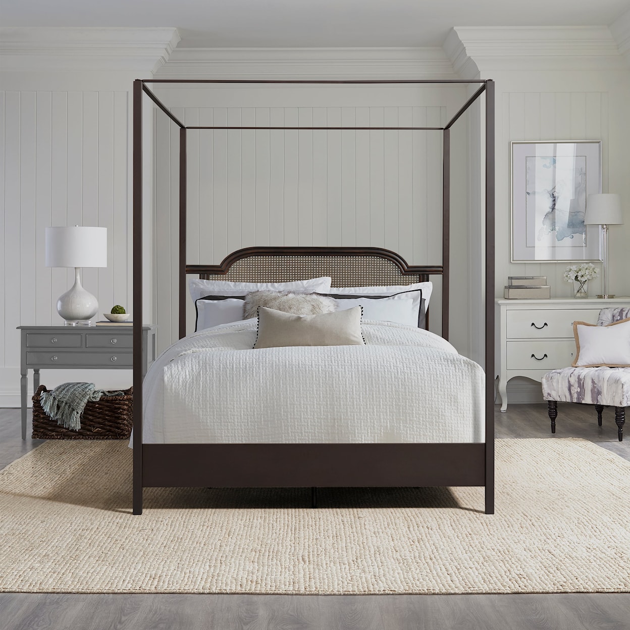 Hillsdale Melanie Queen Size Canopy Bed with Low Footboard