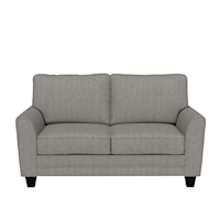 Transitional Upholstered Loveseat with Tapered Wood Legs