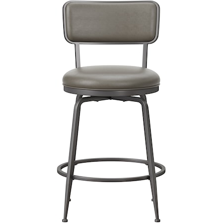 Contemporary Swivel Counter Stool with Upholstered Seat