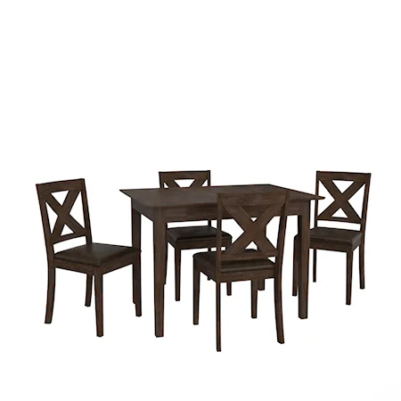 Spencer Wood 5 Piece Dining Set with X-Back Dining Chairs