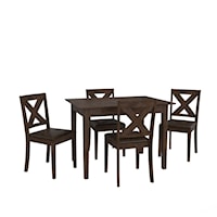 Spencer Wood 5 Piece Dining Set with X-Back Dining Chairs