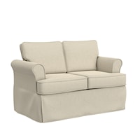 Contemporary Upholstered  Loveseat with Skirted Legs