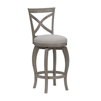 Wood Counter Height Swivel Stool with Curved X Back Design