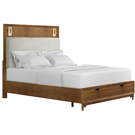 Mid-Century Modern Queen Bed with Storage