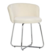 Contemporary Upholstered Vanity Stool with Scoop Back