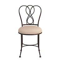 Metal Vanity Stool with Decorative Scrollwork Design