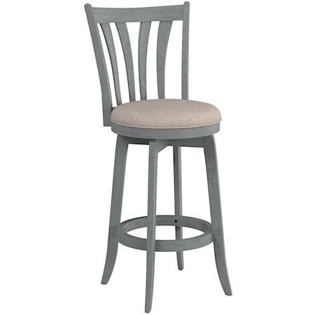 Farmhouse Swivel Barstool with Flared Slat Back