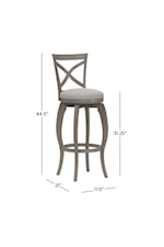 Hillsdale Ellendale Wood Bar Height Swivel Stool with Curved X Back Design