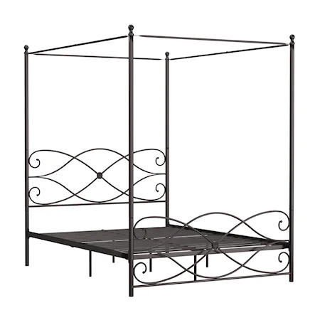 Rustic Queen Metal Bed with Canopy Kit
