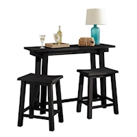 Villa Wood 3 Piece Console/Counter Table With 2 Counter Stools