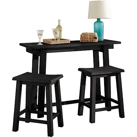 Villa Wood 3 Piece Console/Counter Table With 2 Counter Stools