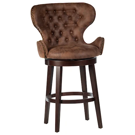 Mid-City Upholstered Wood Swivel Counter Height Stool
