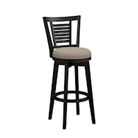 Transitional Swivel Barstool with Shutter-Style Back