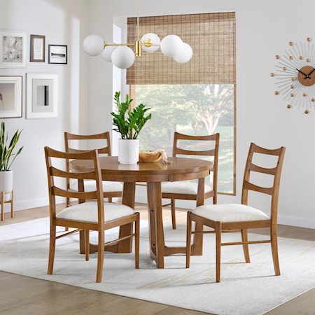 Mid-Century Modern 5-Piece Dining Set with Side Chairs