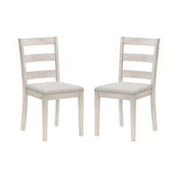 Farmhouse Wooden Dining Chair with Upholstered Seat and Ladder Back, Set of 2