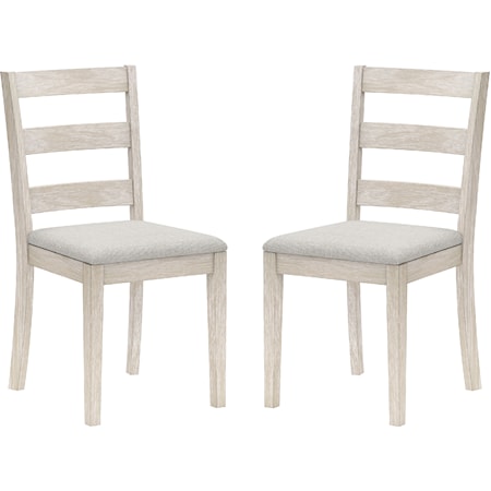 Farmhouse Wooden Dining Chair with Upholstered Seat and Ladder Back, Set of 2