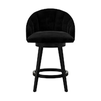 Contemporary Upholstered Swivel Counter Stool with Nail Head