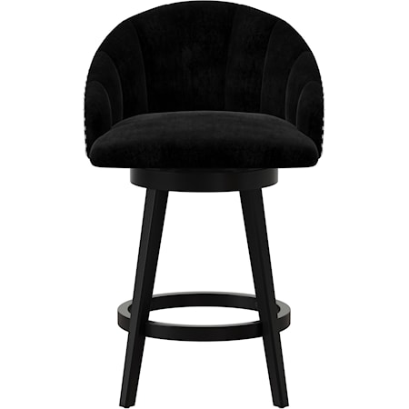 Contemporary Upholstered Swivel Counter Stool with Nail Head