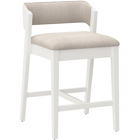 Contemporary Wooden Counter Stool with Upholstered Seat