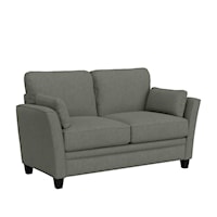 Transitional Upholstered Loveseat with 2 Pillows