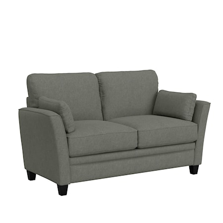 Transitional Upholstered Loveseat with 2 Pillows