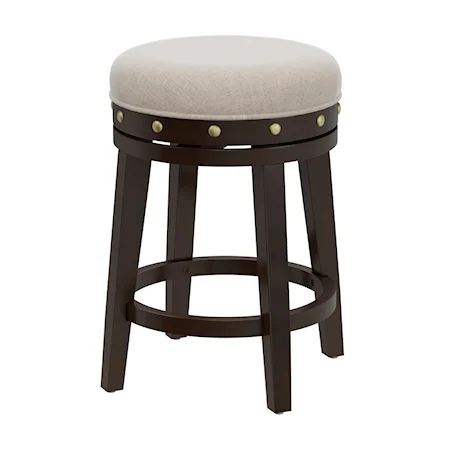 Benard Round Backless Swivel Wood Counter Height Stool