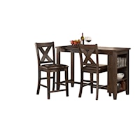 Farmhouse 3-Piece Counter Height Dining Set with X-Back Counter Height Stools