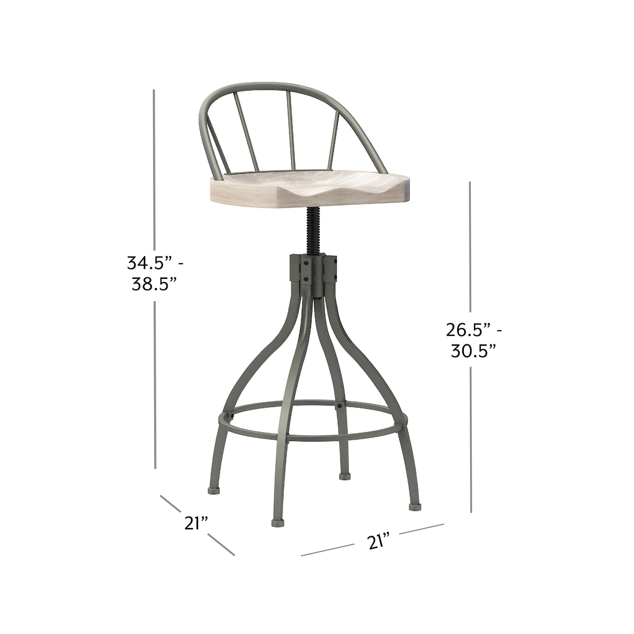 Hillsdale Worland Metal Adjustable Height Stool